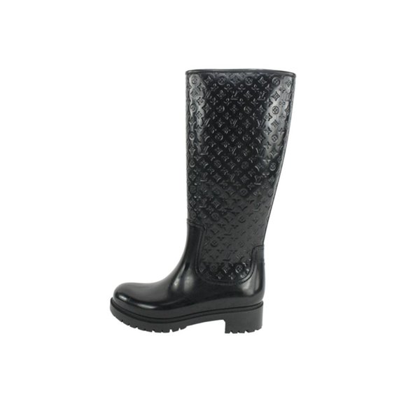 Louis Vuitton Women's 36 Black Rubber Rainboots Tall Rain Boots 9L1221 - Picture 1 of 12